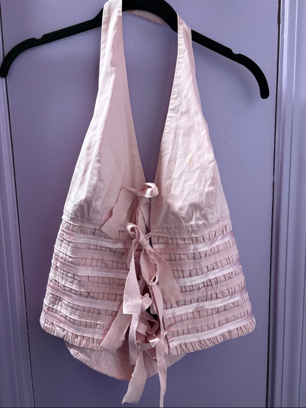 INC Vintage Women's Pink Halter Ribbon-Detail Top Size 8